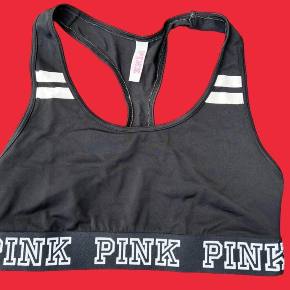 PINK by Victoria's Secret, sports bra, black with white. Women's S